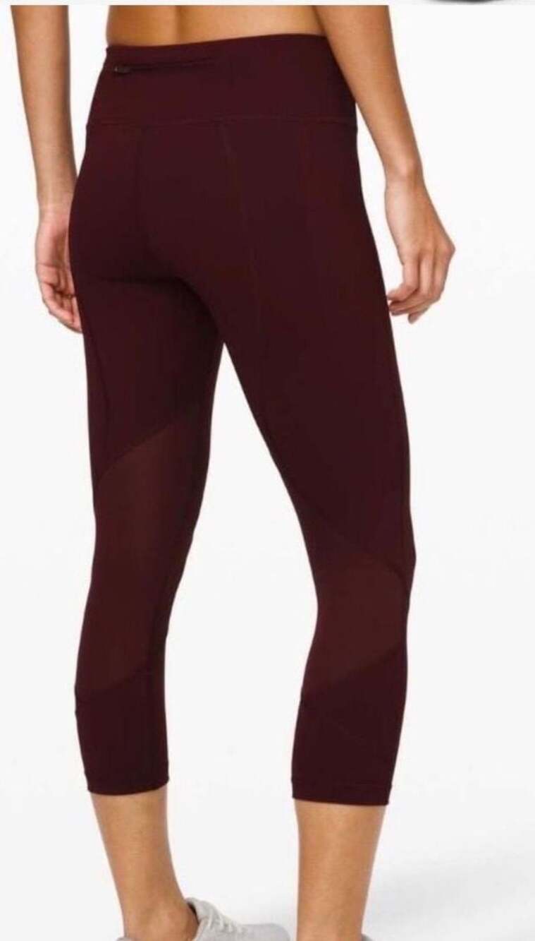 Lululemon Pace Rival Crop 22” Legging Pant size 10 Burgundy Maroon Red